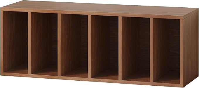 IOTXY DIY Modular Cube Bookcase - CubeXY Customizable Stackable Expandable Basic Shelving Units, 6-Cube Wooden Open Bookshelf with Removable Shelves for Books Organizer, Walnut