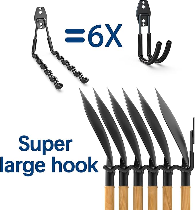 3-H Garage Wall Hooks 31 Pack, Garage Hooks Heavy Duty with Extra Welding Spots, Garage Organizer for Garden, Lawn, Yard Tools, Chairs, Ladders, Weed Eater, Shovel, Blower(Black)