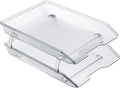 Acrimet Facility 2 Tier Letter Tray, Front Load, Letter Size/A4, Desktop File Organizer, Plastic (Clear Crystal Color)