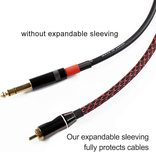 100ft - 1/4 inch PET Expandable Braided Sleeving – BlackRed – Alex Tech Braided Cable Sleeve