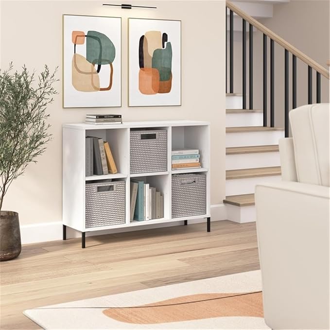 Bush Furniture Essence 6 Cube Organizer in White | Organizers and Shelves for Home Office Workspace, Living Room, Entryway, Bedroom, and Mudroom