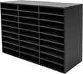 27 Compartments Literature Organizer, Desktop File Sorter Mail Center Paper Storage Cabinet Classroom Mailbox for Files Documents Papers Magazines(White) (Black 27Slots 1)