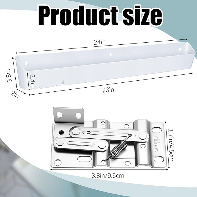 Umigy 2 Pack 24" Tip Out Tray for Sink with 2 Pairs of Hinges Front Sink Drawer Tip Out Tray Kit False Drawer Front Clips Flip Sponge Holder for Kitchen, White