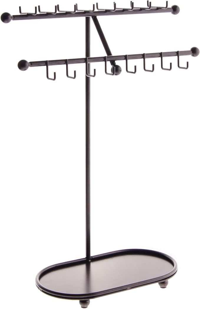 Angelynn's Sturdy Extra Long Necklace Holder Organizer Tall Tabletop Pendant Display Stand, Freestanding Large Capacity Jewelry Tree, Sharisa Rubbed Bronze 11 3/4" Wide x 16 1/2" Tall
