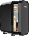Enventor Mini Refrigerator, 6L/ 8 Can Compact Skincare Fridge AC+DC Power Cooler & Warmer Small Refrigerator for Bedroom, Skincare, Makeup, Cosmetics, Car, Office (Black)