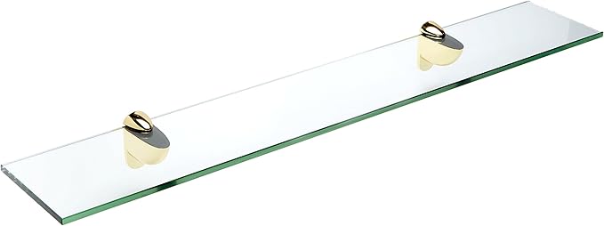 Spancraft Glass H-4.75x27-Brass Heron Glass Shelf, Brass, 4.75" x 27"