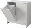 Double Tilt Out Laundry Hamper Cabinet with 2 Baskets, Laundry Cabinet, White, 12.99" D×25.98" W×26.81" H, 2 × 5.9 Gallon
