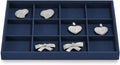 12 Grids Jewelry Tray Bracelet Tray Bangle Tray Microfiber Jewelry Display Tray Stackable Jewelry Trays for Bracelet Bangle Holder Watch Earring Brooches Display Tray (Blue)
