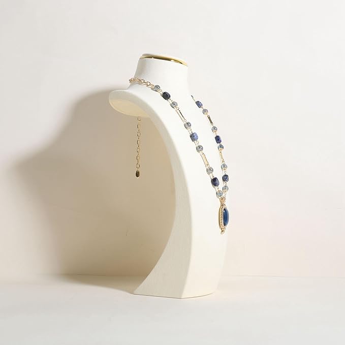 velvet necklace display stand, necklace display holder for selling, bust jewelry display, necklace mannequin display stand【Cream-Large】