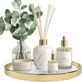Vanity Perfume Round Decorative Storage Tray - White Circular Organizer for Bathroom, Bedroom Countertop - Dresser Tray for Perfume, Lotion Bottle, Cosmetics