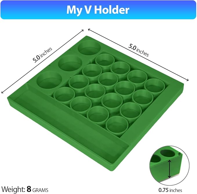 Vial Holder for Refrigerator Use | Home Vial Organizer Tray for Peptide– 5"x5"x0.75", Lightweight (8g) (Green)