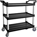 3 Tier Rolling Cart with Hair-Proof Wheels, Plastic Utility Service Cart, Heavy Duty 450 Lbs Capacity, Solid Handle,Commercial Serving Cart for Home/Office/Restaurant/Warehouse.40×19.7"×38"