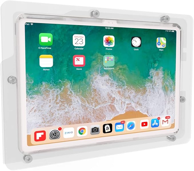 TABcare Anti-Theft Acrylic VESA Enclosure for Apple iPad 10 10.9" 2022, iPad 11" 2025 A16 with Free Wall Mount Kit & 90-Degree Angle USB C Charge Cable (Clear)
