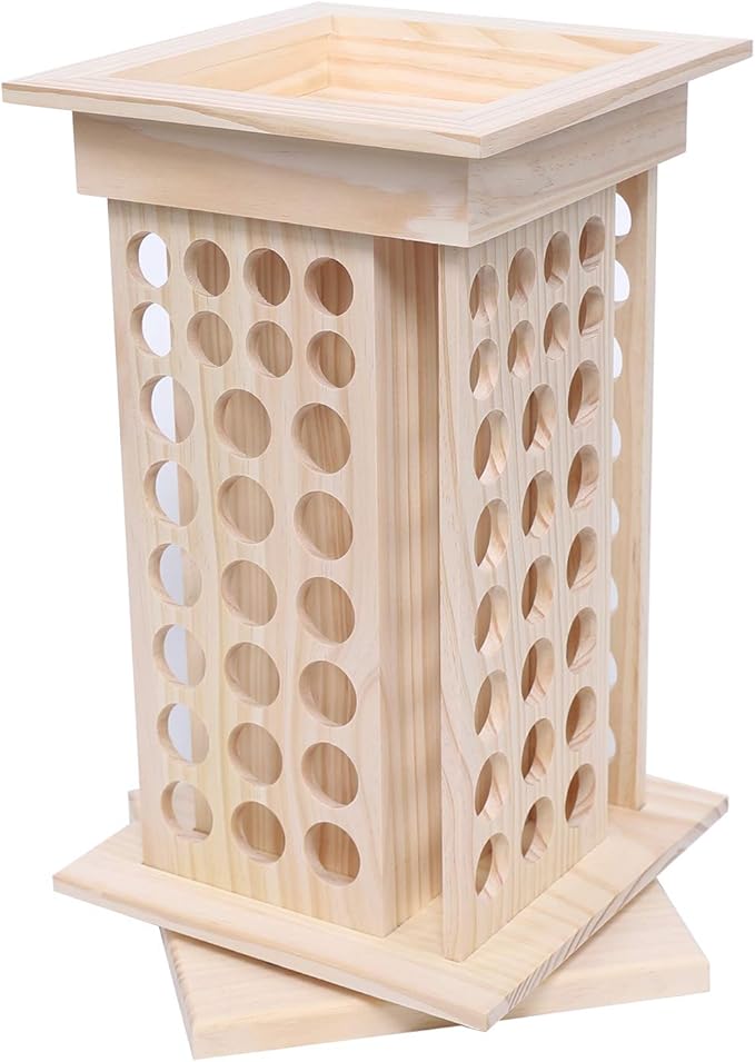 Rotating Essential Oil Rack, 104 Holes Cosmetic Display Cases, Wooden Essential Oil Bottle Storage Organizer,, Multi Layer Countertop Holder for Beauty Store, Bedroom, Store, Exhibition
