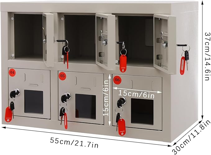 6 Slot Cellphone Charging Station Cell Phone Locker Cellphone Storage Cabinet, for Office Classroom