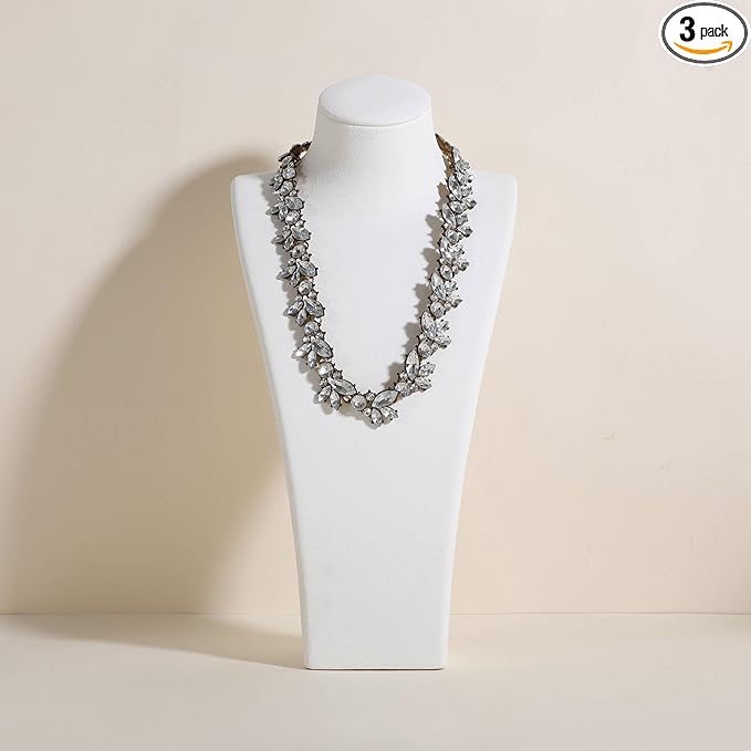 GemeShou White necklace storage organizer for sale, Velvet necklace holder stand, jewelry bust display stands, Jewelry Mannequin for Countertop, Showcase【White-Large height 12.4 inch】