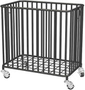 Easyars Rolling Laundry Hamper with Wheels,Large-size Metal Laundry Basket Cart,Clothes or Linen Storage Organize Hamper Bin for Living Room,Bathroom,Closet or Children Bedroom,Black