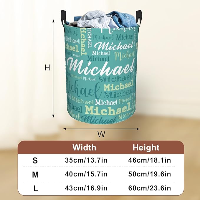 Custom Name Laundry Hamper, Personalized Laundry Baskets with Name for Boys Girls Women Men, Customized Collapsible Dirty Clothes Hamper Easy Storage Gifts for Bedroom Bathroom Living Room