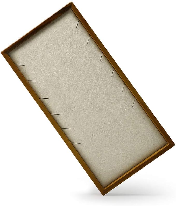 Oirlv Solid Wood Necklace Display Tray Jewelry Showcase Organizer (Creamy-white)