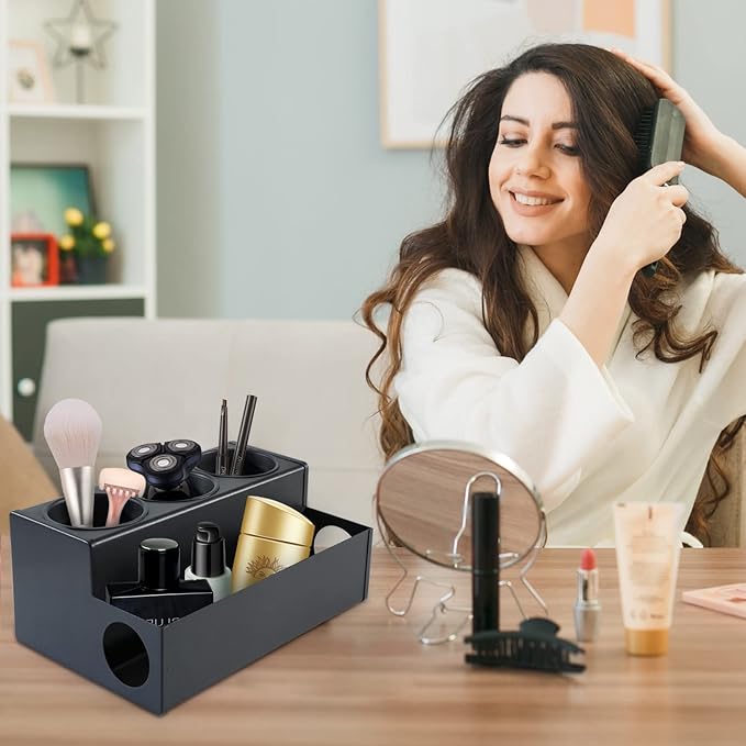 Hair Tool Holder Stainless: Wall Mounted Organizer for Bathroom & Salon - Heat Resistant Tool Storage for Homemakers & Stylists - Large Capacity Modern Black Design