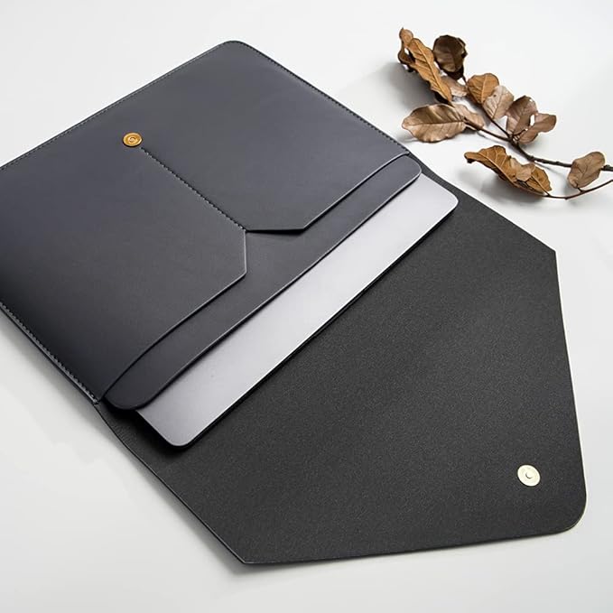 PU Leather Laptop Sleeve 13 Inch Compatible for 2024 13inch MacBook Air M3,13 MacBook Pro M2, Surface Pro 3 4 5 6 7, Dell XPS 13 with Small Pouch, Mouse Pad and Cord Organizer Color Dark Grey