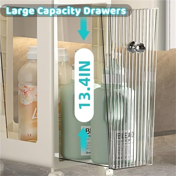 Narrow Bathroom Storage Rack with Drawer Slim Storage Shelf Rolling Cart Organizer for Small Space Laundry Creative idea