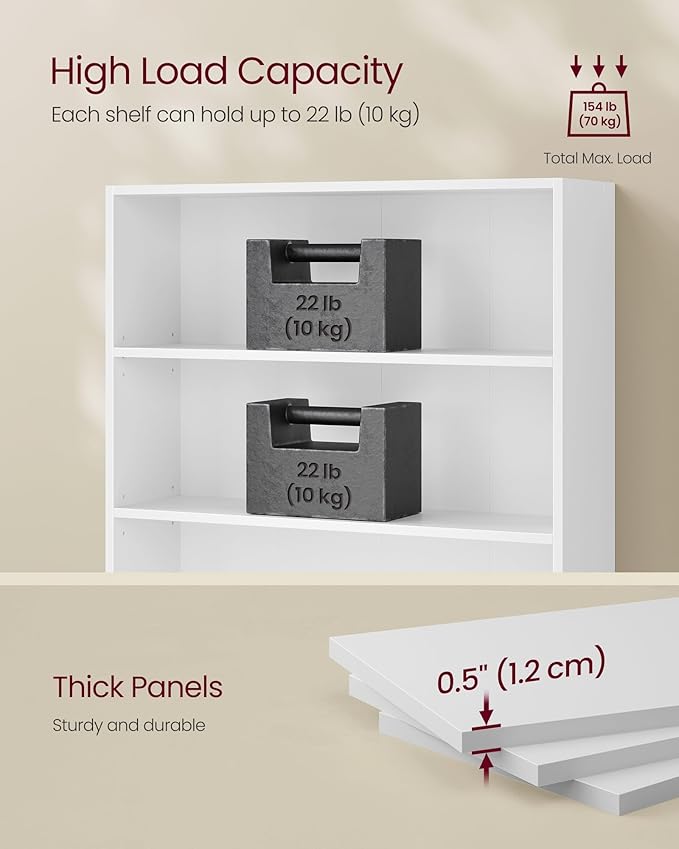 VASAGLE Custos Collection - Bookshelf, 6-Tier Bookcase, Book Shelf, Open Storage Shelf, 9.4 x 31.5 x 63.3 Inches, for Living Room, Home Office, Dining Room, Cloud White ULBC412W01