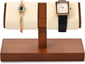 Oirlv Solid Wood Double Watch Display Stand Watch Bracelet Organizer(Creamy-white)