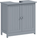 HOMCOM Under Sink Bathroom Cabinet with 2 Doors and Shelf, Pedestal Sink Bathroom Vanity Cabinet, Gray