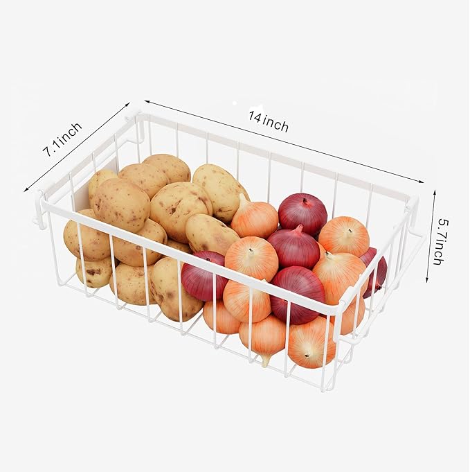 Chest Freezer Organizer Baskets With Tag, Stackable Freezer Organizer Bins for Most 7 Cu.FT Freezer Sort Frozen Meats, White, 4 Pack