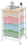 Utility Cart with 4 Drawers,Rolling Storage Cart with Drawers,Storage Rolling Drawer Cart,Rainbow