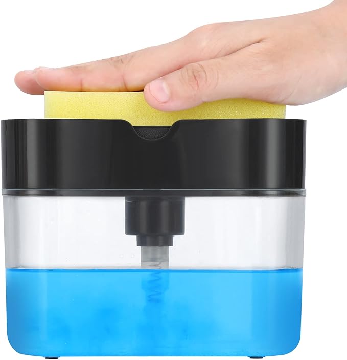Premium Quality Dish Soap Dispenser - Countertop Kitchen Soap Dispenser, Sink Dish Washing Soap Dispenser 13 Ounces (Sponge Included)