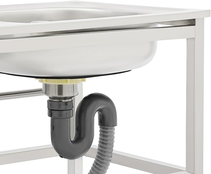 30" Stainless Steel Sink Kitchen Utility Sink with 360° Hot/Cold Faucet Freestanding Workbench 2 Layer Shelf Set for Modern Farmhouse Restaurant Hotel Garage and Laundry Room Outdoor Use