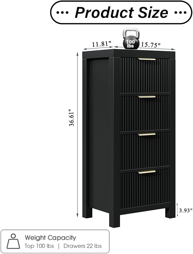 Mid-Century Modern Tall Wooden Dresser with 12 Spacious Drawers, Entryway Storage Chest with Smooth Metal Handles, Bedroom Clothes Organizer for Entryway, Office, and Small Spaces, Black X3