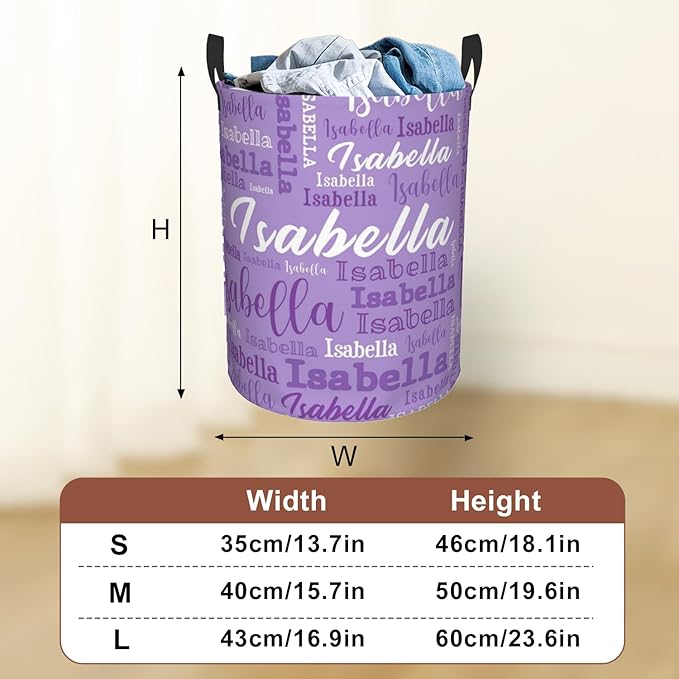Custom Name Laundry Hamper, Personalized Laundry Baskets with Name for Boys Girls Women Men, Customized Collapsible Dirty Clothes Hamper Easy Storage Gifts for Bedroom Bathroom Living Room