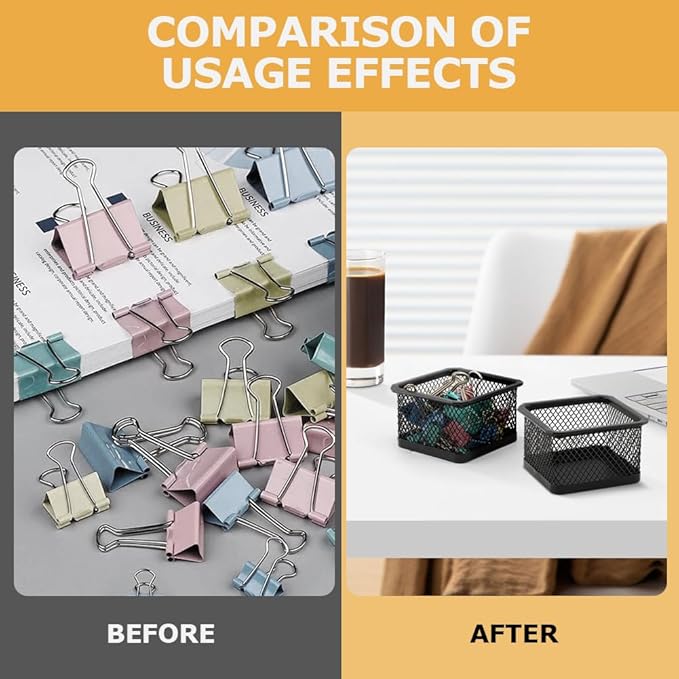 Paper Clip Holder for Desk, Paperclip Holders Mesh Paperclip Dispenser Organizer for Desk Binderclip Bobby Pin Holder Container for Home Office School(SIZE:2pcs)