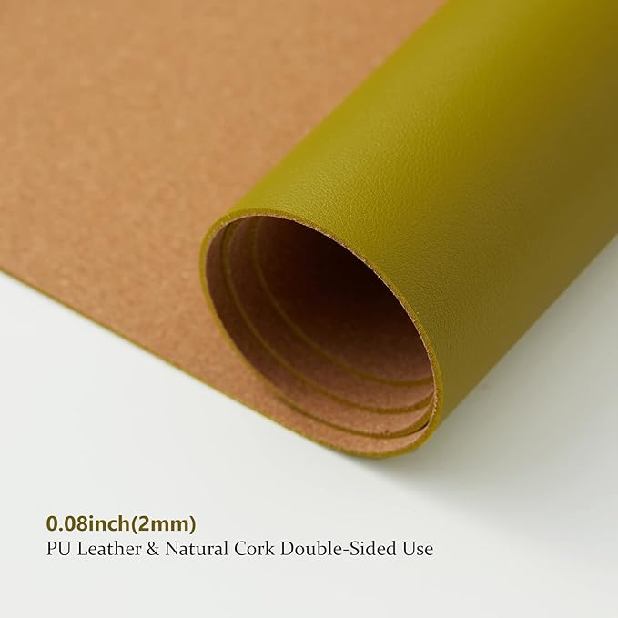 Cork Desk Mat - Dual-Sided Desk Pad for Office and Home - Desk Organization and Accessories - Ideal for Large Mouse Pad and Desk Mats on Top of Desks(Olive Green,27.6"x 13.8")