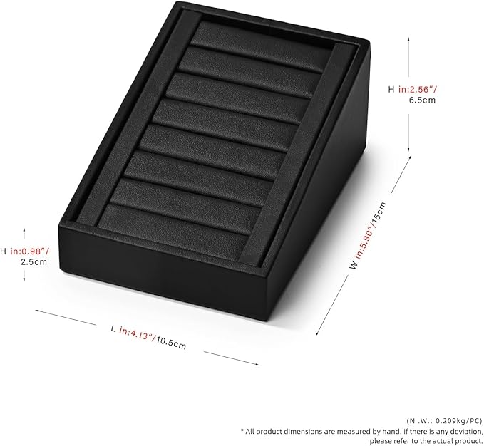 Oirlv Premium PU Leather Ring Tray Display Stand Slotted Ring Showcase Display Jewelry Organizer Jewelry Holder for Trade Show(Black)