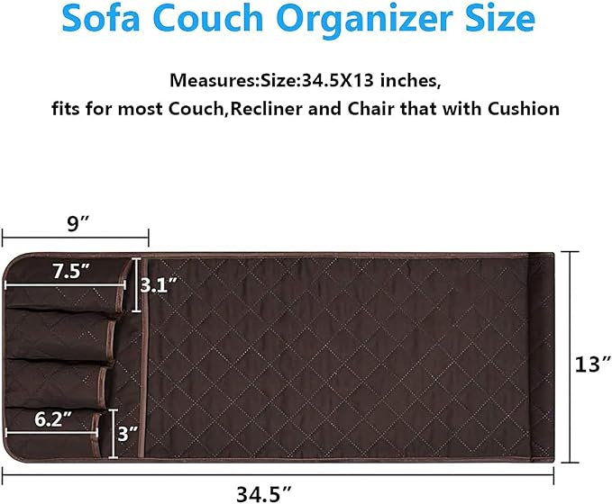 Sofa Armrest Organizer Non-Slip Arm Chair Bedside Storage Caddy Organizer Armchair Caddy for Recliner Couch Remote Holder with 5 Pockets for Cell Phone TV Remote Control Magazines (Coffee)