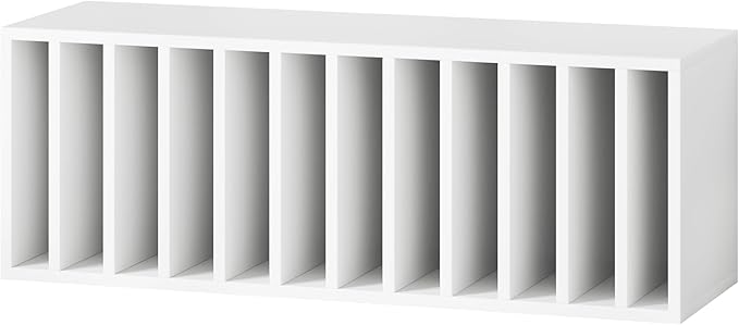 IOTXY DIY Modular Cube Bookcase - CubeXY Customizable Stackable Expandable Basic Shelving Units, 12-Cube Wooden Open Bookshelf with Removable Shelves for Vinyl Record Storage Organizer, White