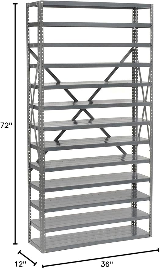 Global Industrial 13 Shelf Steel Shelving with (96) 4" H Plastic Shelf Bins, Blue, 36x12x72