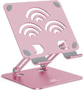 Adjustable Tablet Stand for Desk, Premium Aluminum Holder for iPads, Tablets, Kindles, Switch, Phones, and All Devices up to 12 Inches. Portable and Foldable, Pink, Pro Size