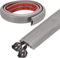 HARFINGTON 4ft Cord Cover Floor W0.6 x H0.33 Inner Channel PVC Hide Extension Cable Floor Wire Hider Wire Covers Protector for Prevent Cable Trips Cables Management, Wood Grey