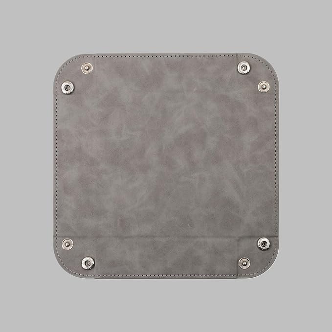 siduater Valet Tray Desktop Storage Organizer – Vegan Leather Catchall Bedside Vanity Tray Nightstand Caddy Holder for Remote Controller, Watch, Keys, Phone, Wallet, Coin, Jewelry, Stone Gray