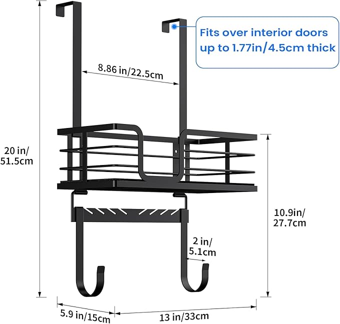 TJ.MOREE Over The Door/Wall Mount Ironing Board Hanger, Laundry Room Iron and Ironing Board Caddy Storage for Water Mister, Fabric Sprays, Laundry Detergent
