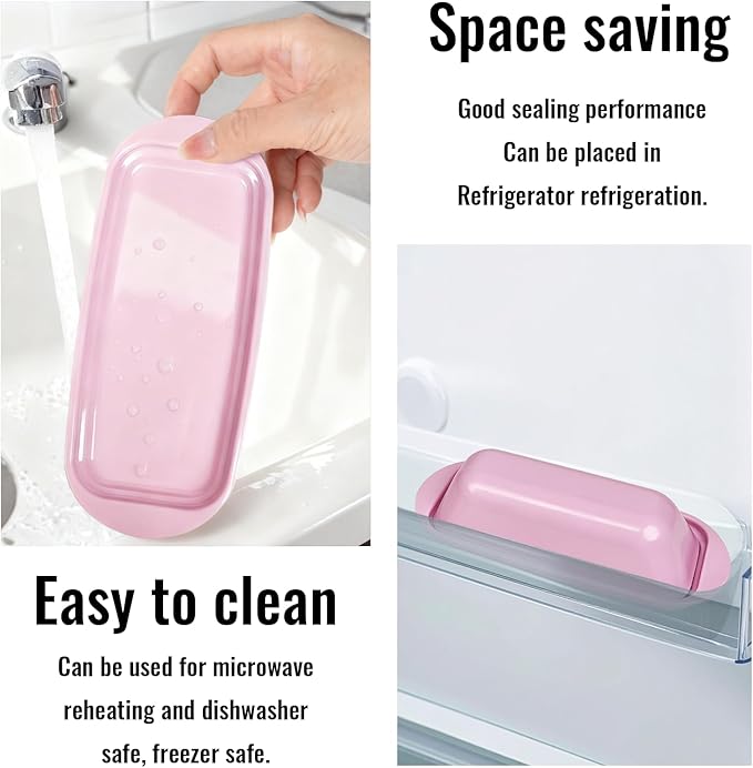 Butter Dish with Lid and Knife , Durable Countertop & Fridge Butter Keeper, Melamine Butter Container Valentine’s Gift, XOXO Design – Pink