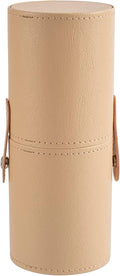 Portable Makeup Brush Holder, Waterproof PU Leather Travel Makeup Brush Case Bag Cup, Brush Storage Dustproof Bag (04Beige)