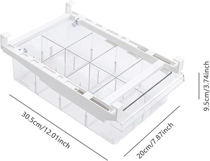 Fridge Drawer Organizer, Pull Out Shelf Storage Transparent Organizer for Refrigerator, Drawer Organizer for Egg, Fruit, Vegetable, Seafood, Meat, Cheese, Produce (White A)
