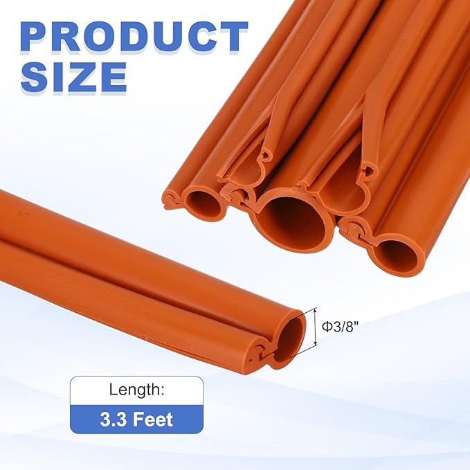 MECCANIXITY 3.3ft Cable Management Sleeve, 3/8 Inch, ID Flexible Cord Wires Hider Cover Insulation Snap-fit Protector for Substation, High-Voltage Electrical Networks, Red
