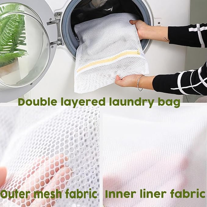 10 Pcs Laundry Bags Mesh Wash Bags, Premium Durable Double-Layer Honeycomb Mesh Laundry Bags for Delicates 12 x 16 Inches
